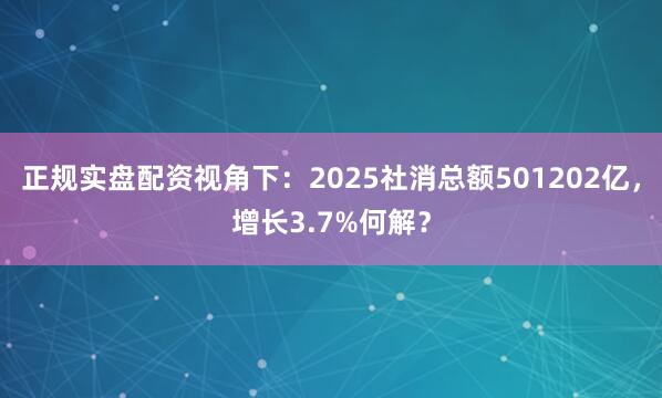 正规实盘配资视角下：2025社消总额501202亿，增长3.7%何解？