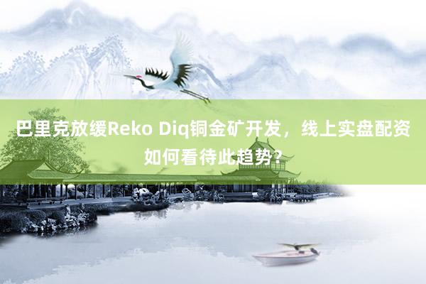巴里克放缓Reko Diq铜金矿开发，线上实盘配资如何看待此趋势？