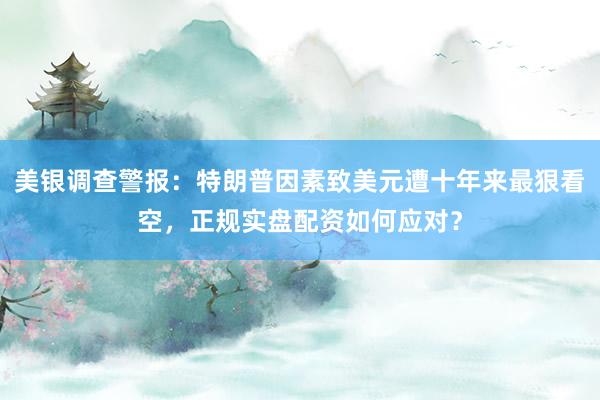美银调查警报：特朗普因素致美元遭十年来最狠看空，正规实盘配资如何应对？