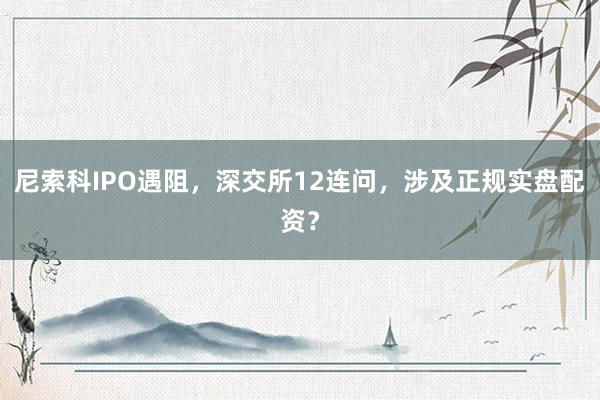 尼索科IPO遇阻，深交所12连问，涉及正规实盘配资？