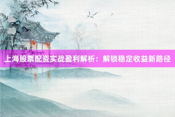 上海股票配资实战盈利解析：解锁稳定收益新路径