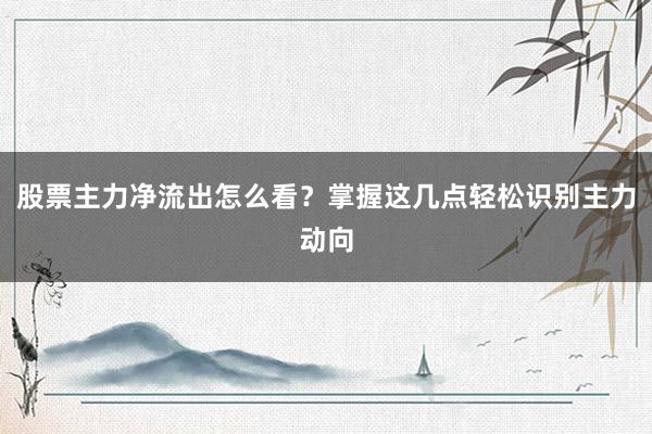 股票主力净流出怎么看？掌握这几点轻松识别主力动向