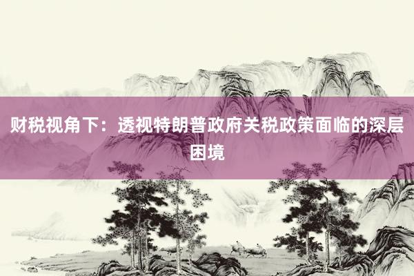 财税视角下：透视特朗普政府关税政策面临的深层困境