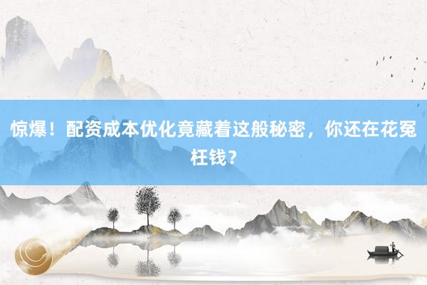惊爆！配资成本优化竟藏着这般秘密，你还在花冤枉钱？